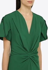 Victoria Beckham V-neck Midi Dress Green 1124WDR005195CWO/O_VIBEC-VI