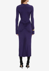 Victoria Beckham Long-Sleeved Gathered Midi Dress 1124WDR005276APURPLE