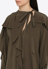 Victoria Beckham Tie-Detail Ruffled Silk Blouse 1124WSH005205BSI/O_VIBEC-OR