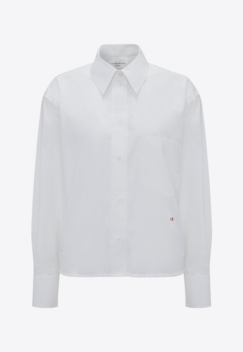 Victoria Beckham Long-Sleeved Cropped Shirt White 1124WSH005238AWHITE