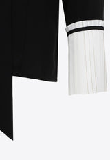 Victoria Beckham Pleat-Cuff Silk Blouse 1124WSH005274ABLACK/WHITE