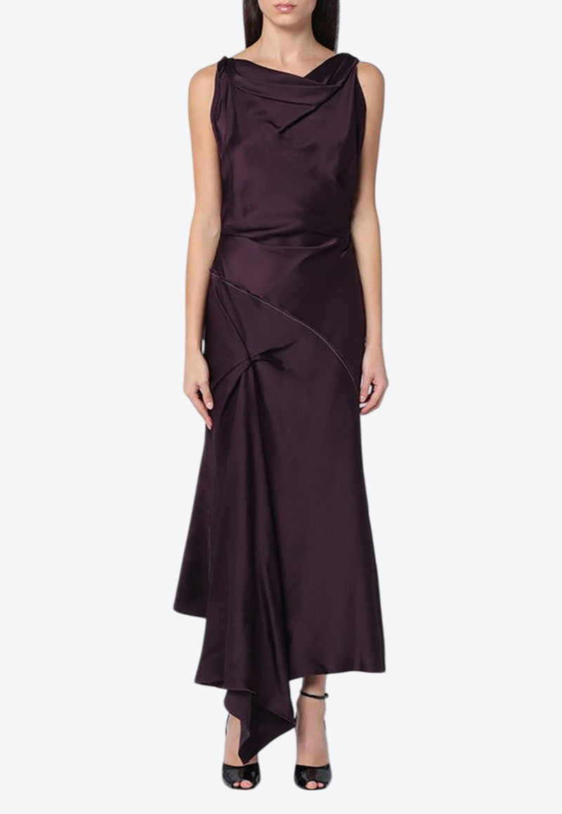 Victoria Beckham Asymmetrical Sleeveless Midi Dress Burgundy 1125WDR006029APL/Q_VIBEC-FI