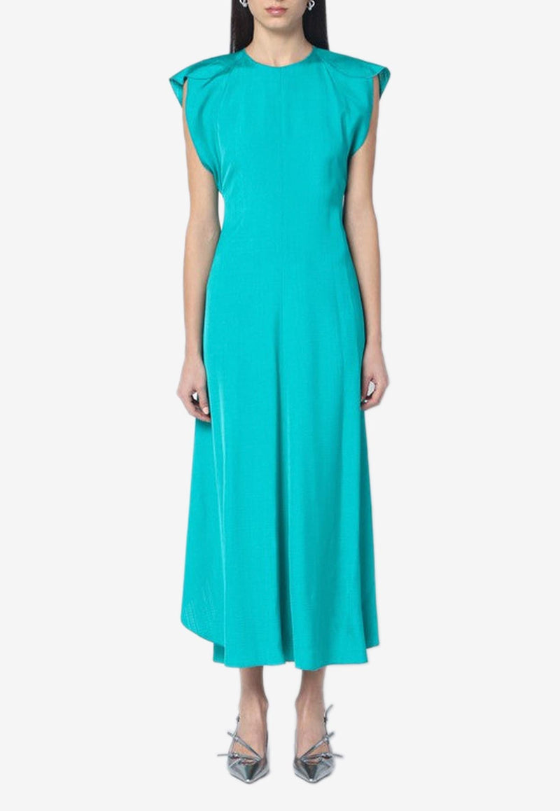 Victoria Beckham Cap-Sleeved Viscose Midi Dress Turquoise 1125WDR006143BVI/Q_VIBEC-PE