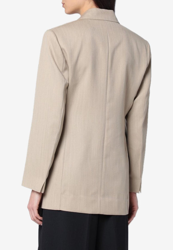 Victoria Beckham Belted Wool Blazer Brown 1125WJK006092AWO/Q_VIBEC-AL