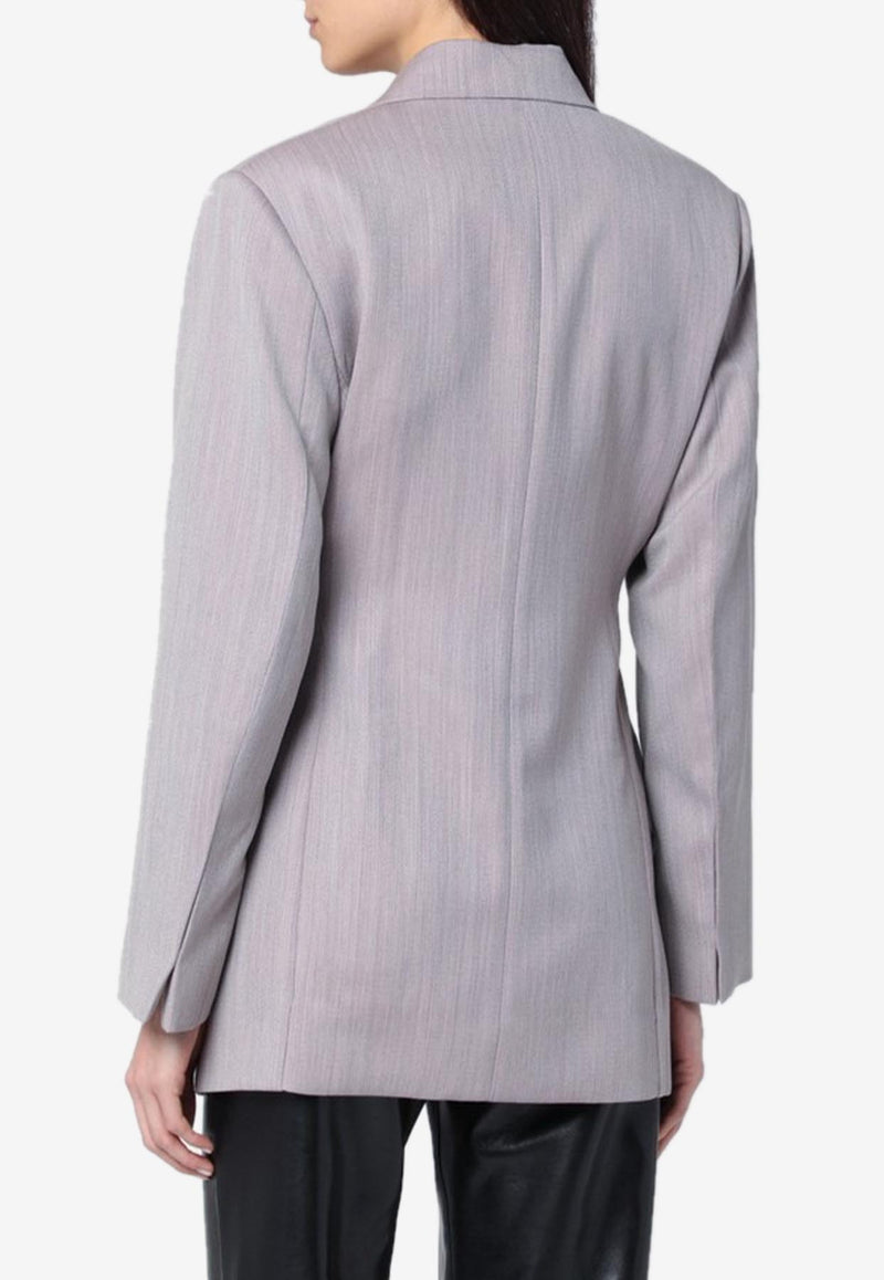 Victoria Beckham Belted Wool Blazer Gray 1125WJK006092AWO/Q_VIBEC-QU