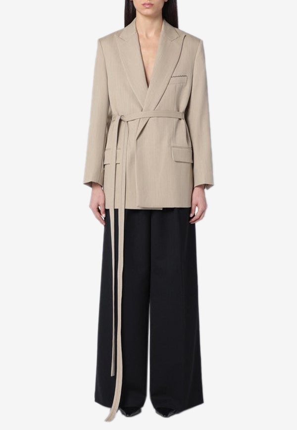 Victoria Beckham Belted Wool Blazer Brown 1125WJK006092AWO/Q_VIBEC-AL