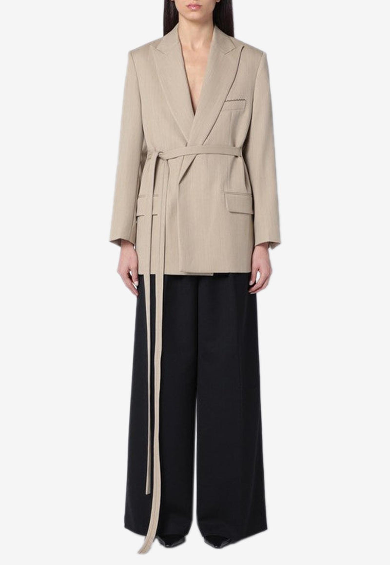 Victoria Beckham Belted Wool Blazer Brown 1125WJK006092AWO/Q_VIBEC-AL