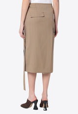 Victoria Beckham Pinstriped Wrap Skirt  Beige 1125WSK006039AWO/Q_VIBEC-SA