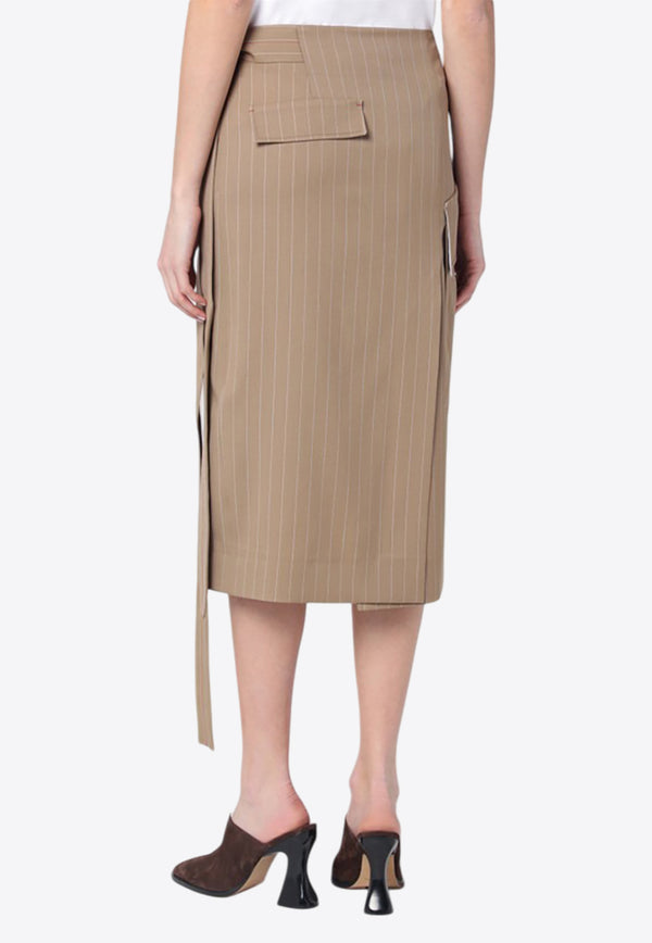 Victoria Beckham Pinstriped Wrap Skirt  Beige 1125WSK006039AWO/Q_VIBEC-SA
