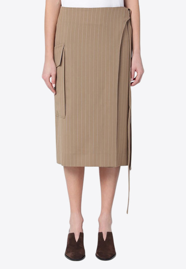 Victoria Beckham Pinstriped Wrap Skirt  Beige 1125WSK006039AWO/Q_VIBEC-SA