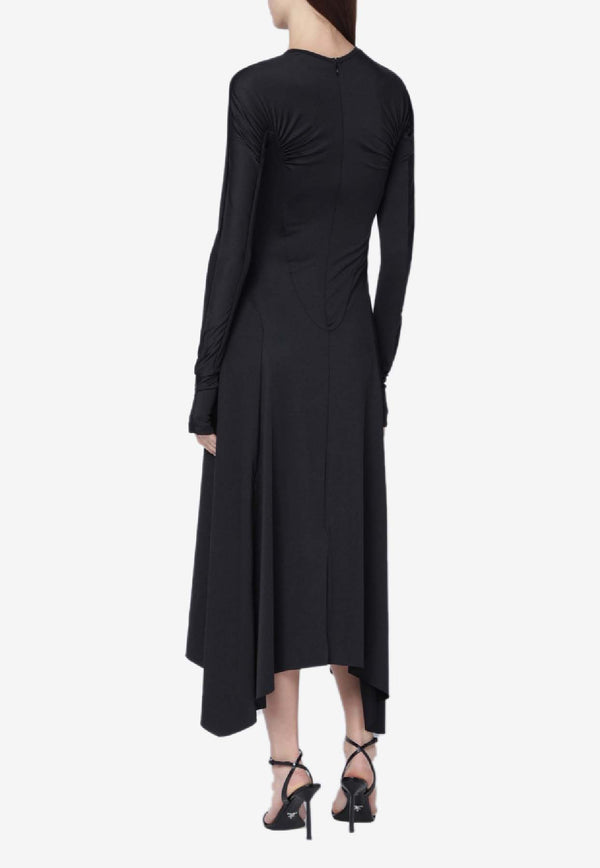 Victoria Beckham Asymmetric Midi Dress Black 1126JDR006984APL/S_VIBEC-BLK