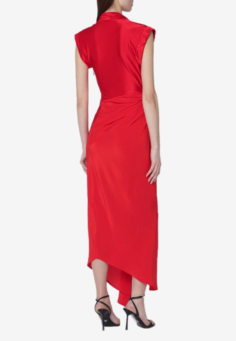 Victoria Beckham V-neck Asymmetric Maxi Dress Red 1126WDR006893APL/S_VIBEC-CR