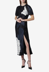 Victoria Beckham Eve Floral Midi Dress  Blue 1126WDR007035CVI/S_VIBEC-NR