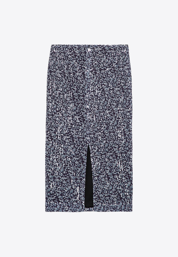 ROTATE All-Over Print Sequined Midi Skirt Purple 1127402980PL/P_ROTAT-2980