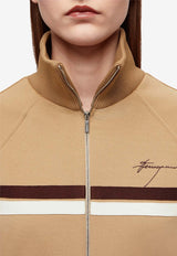 Salvatore Ferragamo Logo Track Zip-Up Jacket 112839 B 776140 BEIGE Beige