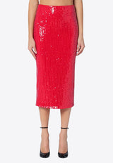 ROTATE Sequined Midi Pencil Skirt Red 1131483017PL/P_ROTAT-3017