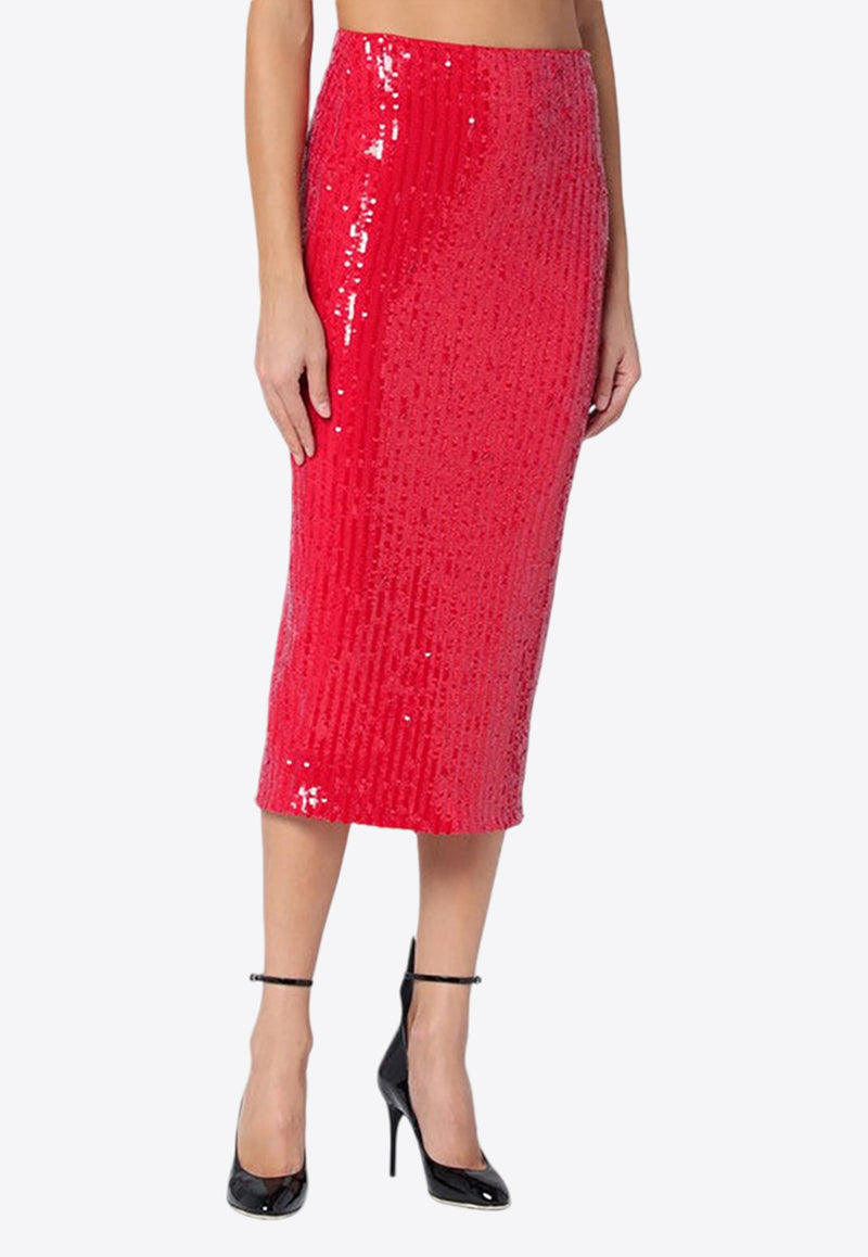 ROTATE Sequined Midi Pencil Skirt Red 1131483017PL/P_ROTAT-3017