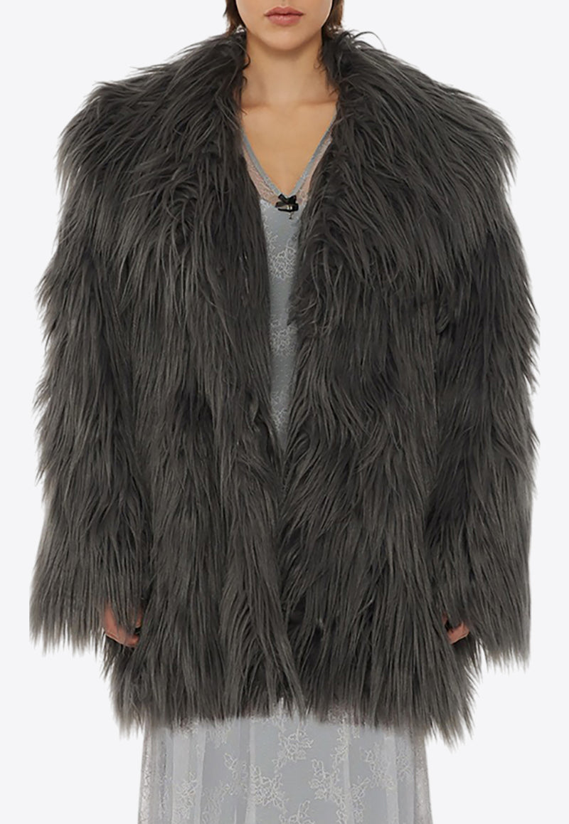 ROTATE Faux-Fur Short Coat Gray 1131531205GREY