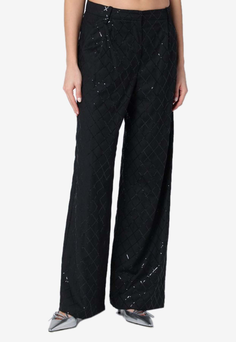 ROTATE Sequin Embellished Wide-Leg Pants Black 113326100PL/Q_ROTAT-100