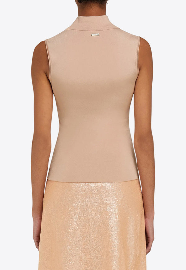 Ferragamo Knitted Sleeveless Polo 113456 E 783152 DARK BALLET Pink