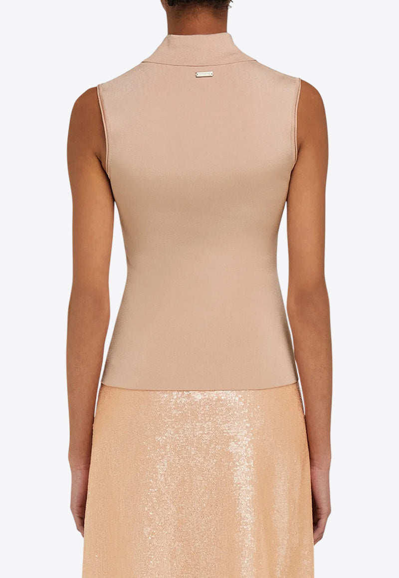 Ferragamo Knitted Sleeveless Polo 113456 E 783152 DARK BALLET Pink