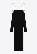 ROTATE Off-Shoulder Knit Midi Dress Black 113718100VI_ROTAT-100