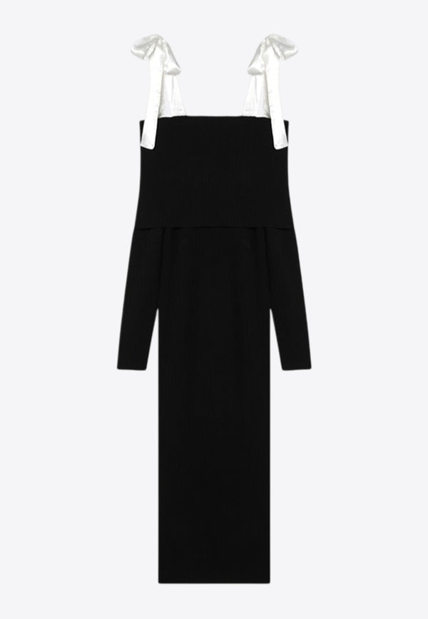 ROTATE Off-Shoulder Knit Midi Dress Black 113718100VI_ROTAT-100