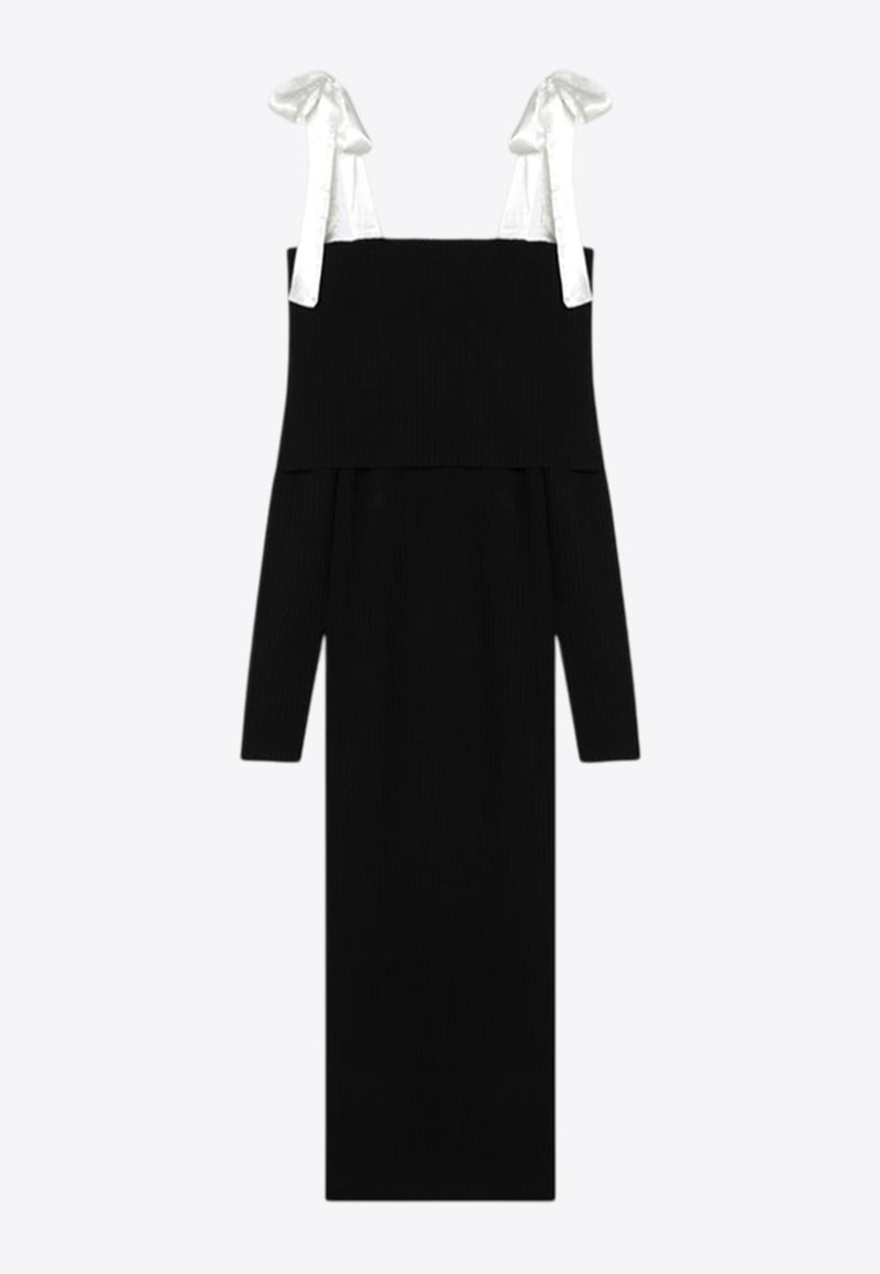 ROTATE Off-Shoulder Knit Midi Dress Black 113718100VI_ROTAT-100