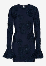 ROTATE 3D Floral Mesh Mini Dress Navy 114218340_NAVY