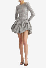 ROTATE Sequined Mini Dress Gray 114314039_LIGHT GREY