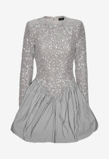 ROTATE Sequined Mini Dress Gray 114314039_LIGHT GREY
