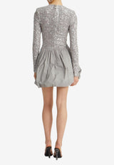 ROTATE Sequined Mini Dress Gray 114314039_LIGHT GREY