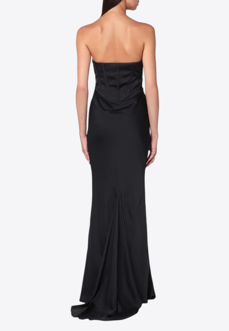 ROTATE Maxi Satin Dress with Corset Black 114330100PL/R_ROTAT-100