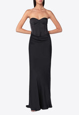 ROTATE Maxi Satin Dress with Corset Black 114330100PL/R_ROTAT-100