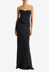 ROTATE Satin Corset Gown Black 114330100_BLACK