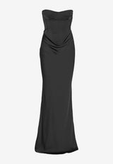 ROTATE Satin Corset Gown Black 114330100_BLACK