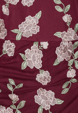 ROTATE Asymmetric Floral Midi Dress Burgundy 1145112934_PRINTED