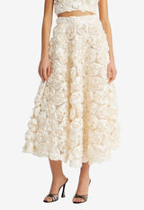 ROTATE 3D Flower Midi Sun Skirt Cream 114567857_OFF-WHITE