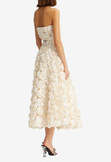 ROTATE 3D Flower Midi Sun Skirt Cream 114567857_OFF-WHITE