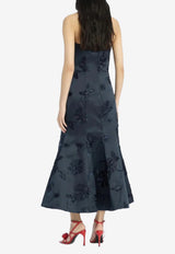 ROTATE 3D Flower Strapless Midi Dress Navy 1145922318_DARK BLUE