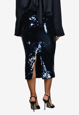 ROTATE Sequin Embellished Pencil Skirt Navy 1146112318_DARK BLUE