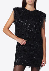 ROTATE Beaded Fringe Top Black 114624100PL/R_ROTAT-100