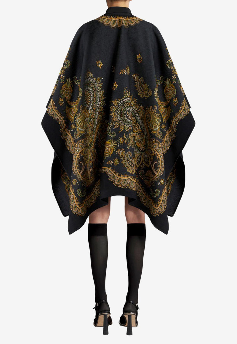 Etro Paisley Pattern Cape 11465-9013 0001 Black