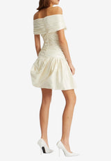 ROTATE Off-Shoulder Mini Silk Dress Cream 114678857_OFF-WHITE
