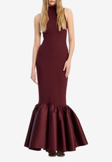 ROTATE Silk-Blend Maxi Dress Burgundy 1148532734_BURGUNDY