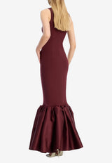 ROTATE Silk-Blend Maxi Dress Burgundy 1148532734_BURGUNDY