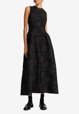 ROTATE Floral Jacquard Midi Dress Black 115040100_BLACK