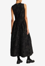 ROTATE Floral Jacquard Midi Dress Black 115040100_BLACK