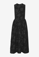 ROTATE Floral Jacquard Midi Dress Black 115040100_BLACK