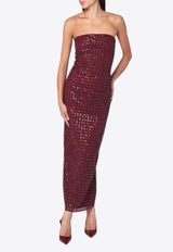 ROTATE Strapless Sequined Maxi Dress Bordeaux 1150492734PL/R_ROTAT-2734